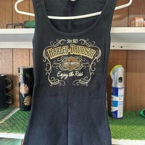 Harley-Davidson Black Tank Top with Gold Logo